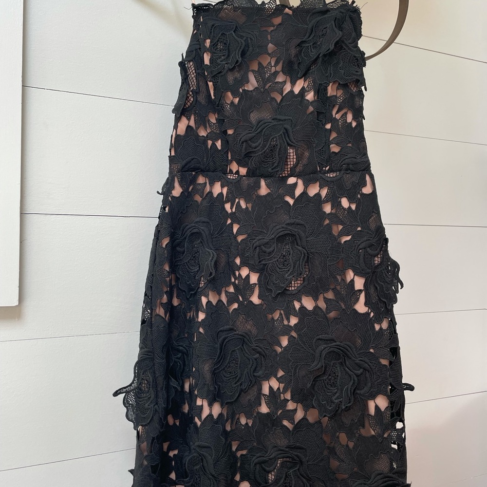 Strapless Dress Black Crochet Lace Nude Lining.  Hemmed to mid thigh Nordstrom